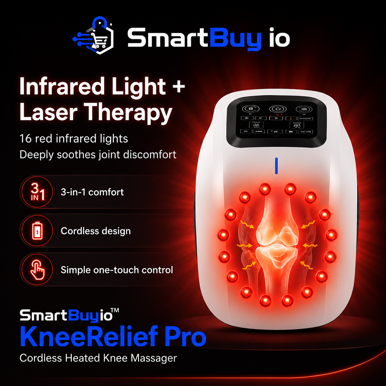 SmartBuyio™ KneeRelief Pro Cordless Heated Knee Massager